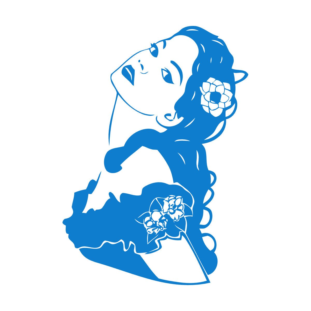 Woman Girl Flower Hair Modern Mural And Wall Vinyl Decal Waterproof