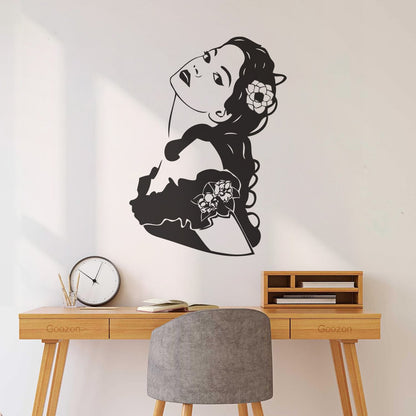 Woman Girl Flower Hair Modern Mural And Wall Vinyl Decal Waterproof
