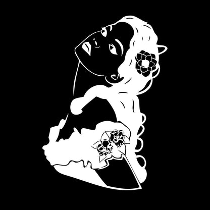 Woman Girl Flower Hair Modern Mural And Wall Vinyl Decal Waterproof