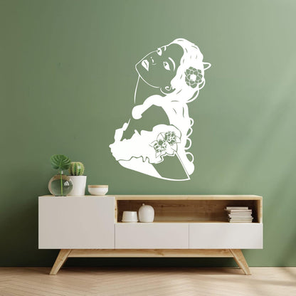 Woman Girl Flower Hair Modern Mural And Wall Vinyl Decal Waterproof