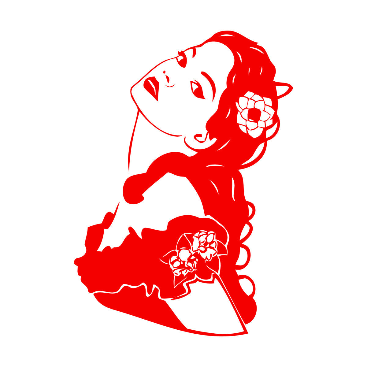 Woman Girl Flower Hair Modern Mural And Wall Vinyl Decal Waterproof