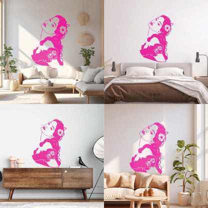 Woman Girl Flower Hair Modern Mural And Wall Vinyl Decal Waterproof