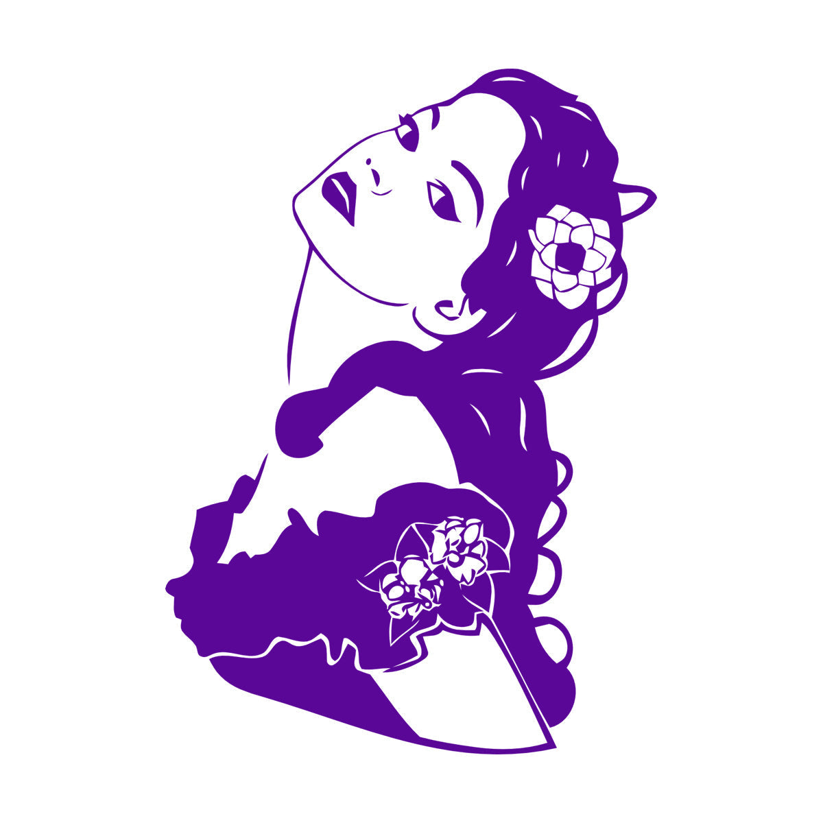 Woman Girl Flower Hair Modern Mural And Wall Vinyl Decal Waterproof