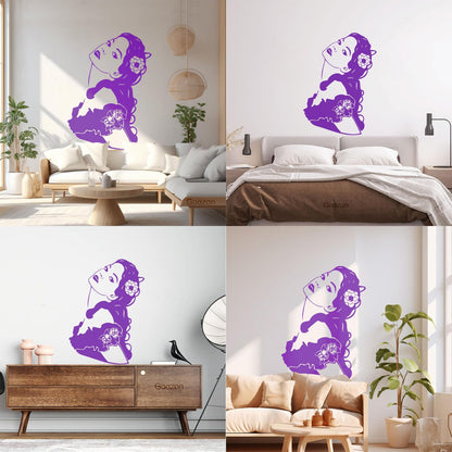 Woman Girl Flower Hair Modern Mural And Wall Vinyl Decal Waterproof