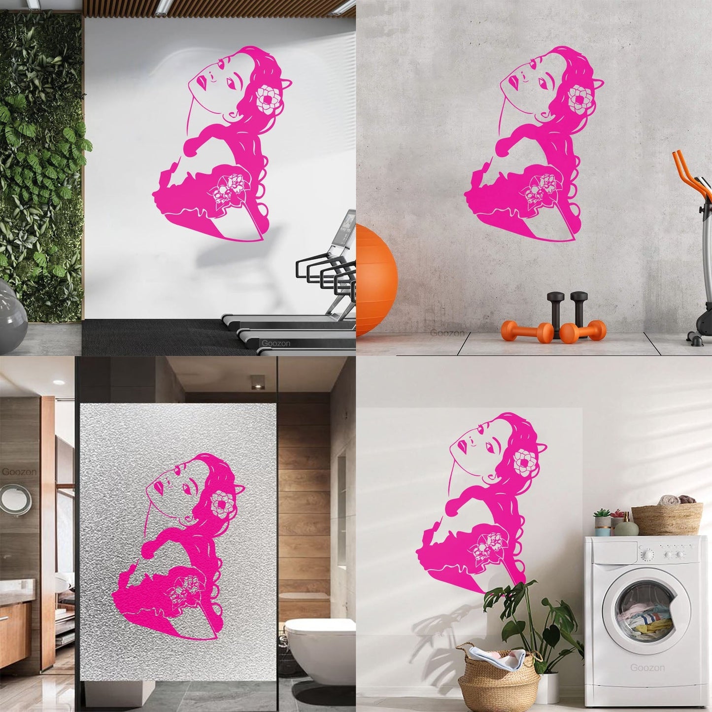 Woman Girl Flower Hair Modern Mural And Wall Vinyl Decal Waterproof