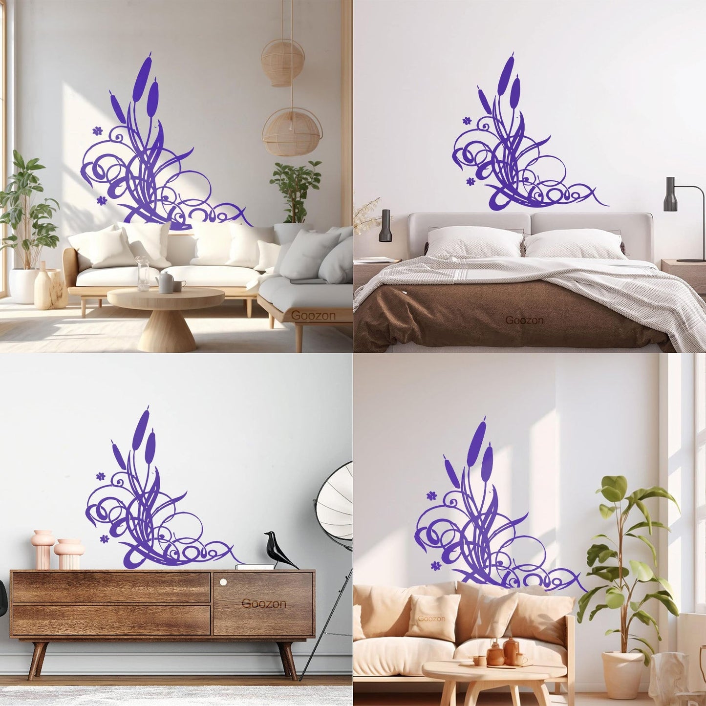 Wall Vinyl Sticker Decor Marsh Bulrush Bush Cane Grass Flowers Personalized Customization