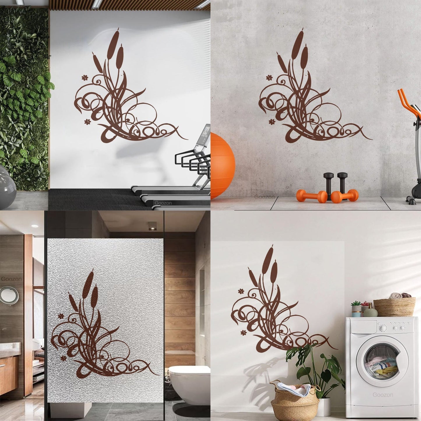 Wall Vinyl Sticker Decor Marsh Bulrush Bush Cane Grass Flowers Personalized Customization