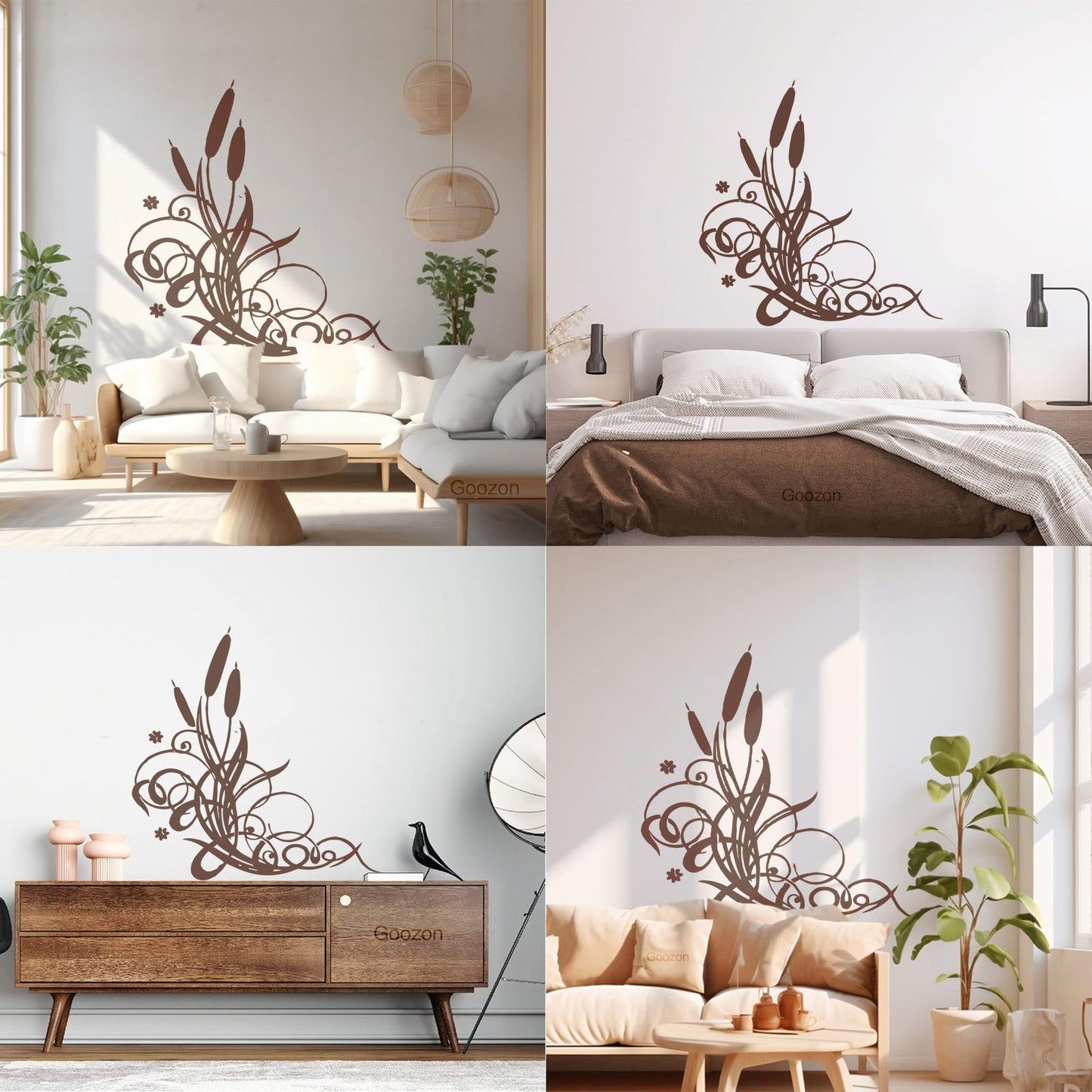 Wall Vinyl Sticker Decor Marsh Bulrush Bush Cane Grass Flowers Personalized Customization