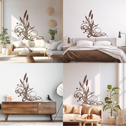 Wall Vinyl Sticker Decor Marsh Bulrush Bush Cane Grass Flowers Personalized Customization