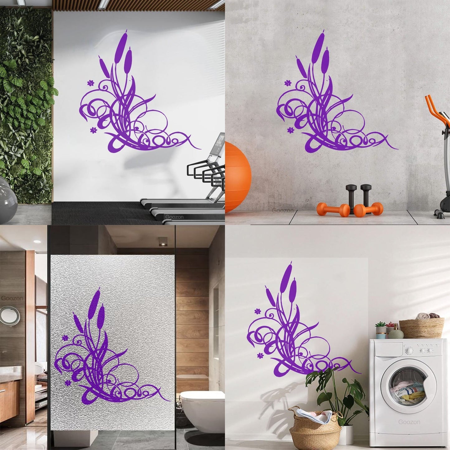 Wall Vinyl Sticker Decor Marsh Bulrush Bush Cane Grass Flowers Personalized Customization