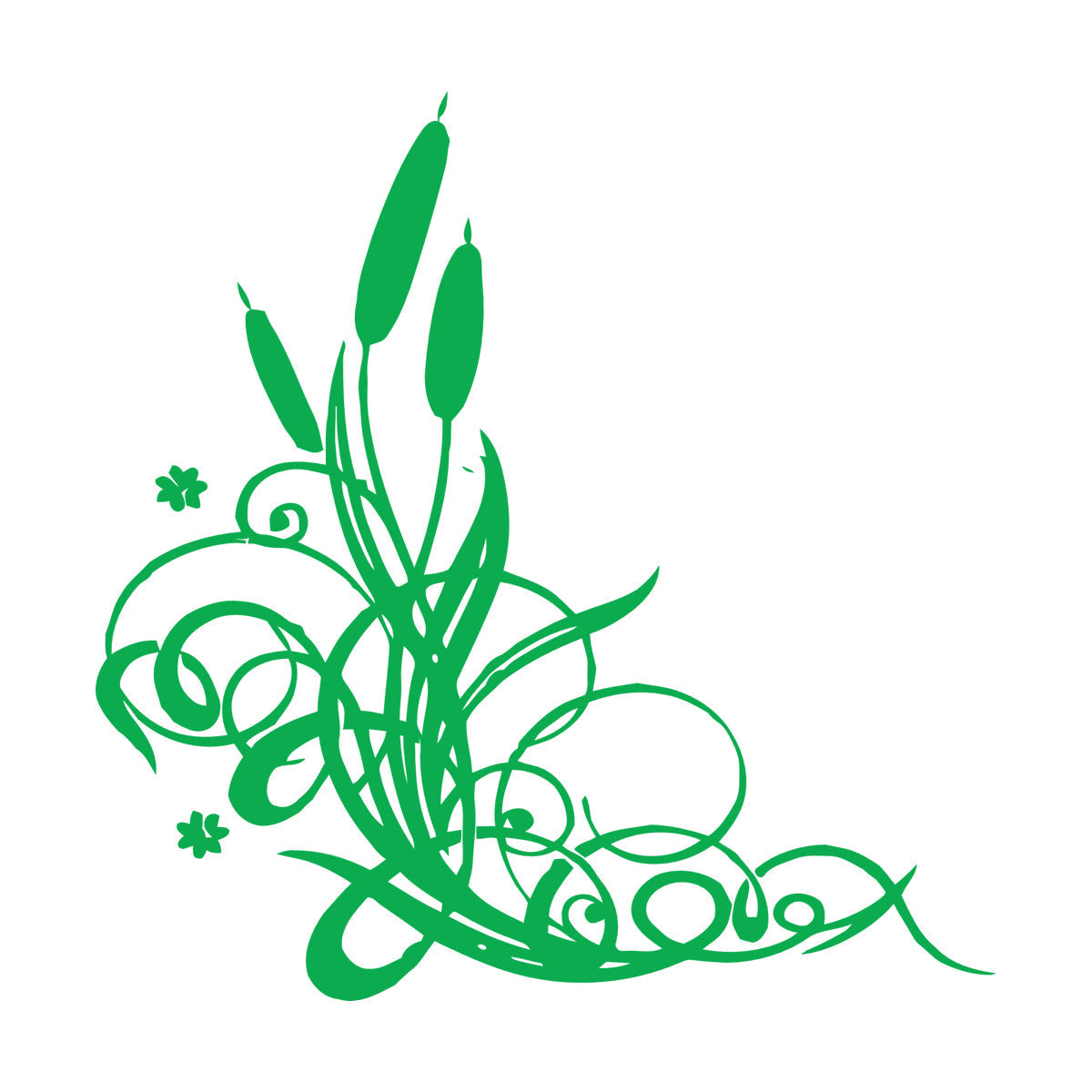Wall Vinyl Sticker Decor Marsh Bulrush Bush Cane Grass Flowers Personalized Customization