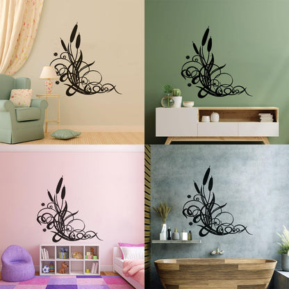 Wall Vinyl Sticker Decor Marsh Bulrush Bush Cane Grass Flowers Personalized Customization
