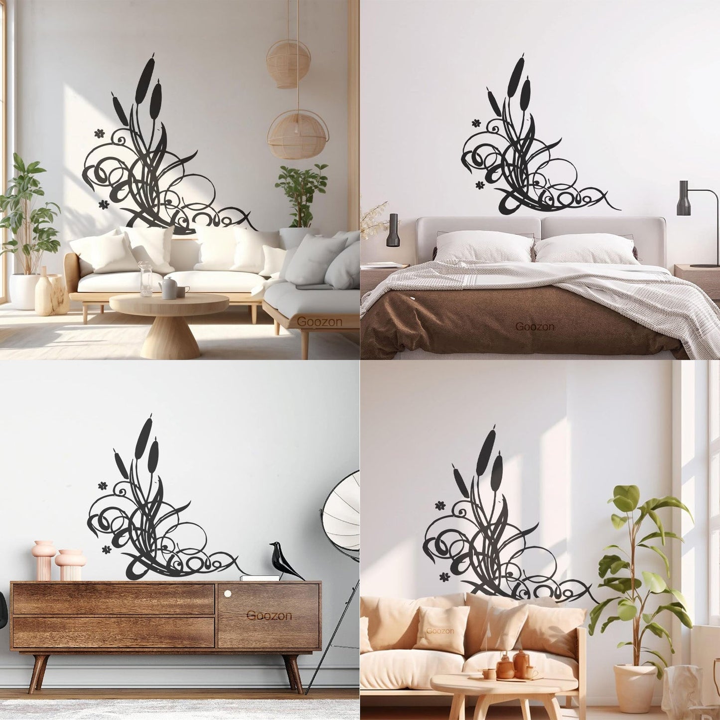 Wall Vinyl Sticker Decor Marsh Bulrush Bush Cane Grass Flowers Personalized Customization