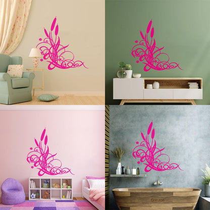 Wall Vinyl Sticker Decor Marsh Bulrush Bush Cane Grass Flowers Personalized Customization