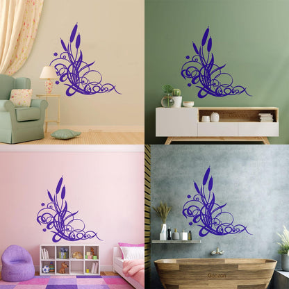 Wall Vinyl Sticker Decor Marsh Bulrush Bush Cane Grass Flowers Personalized Customization