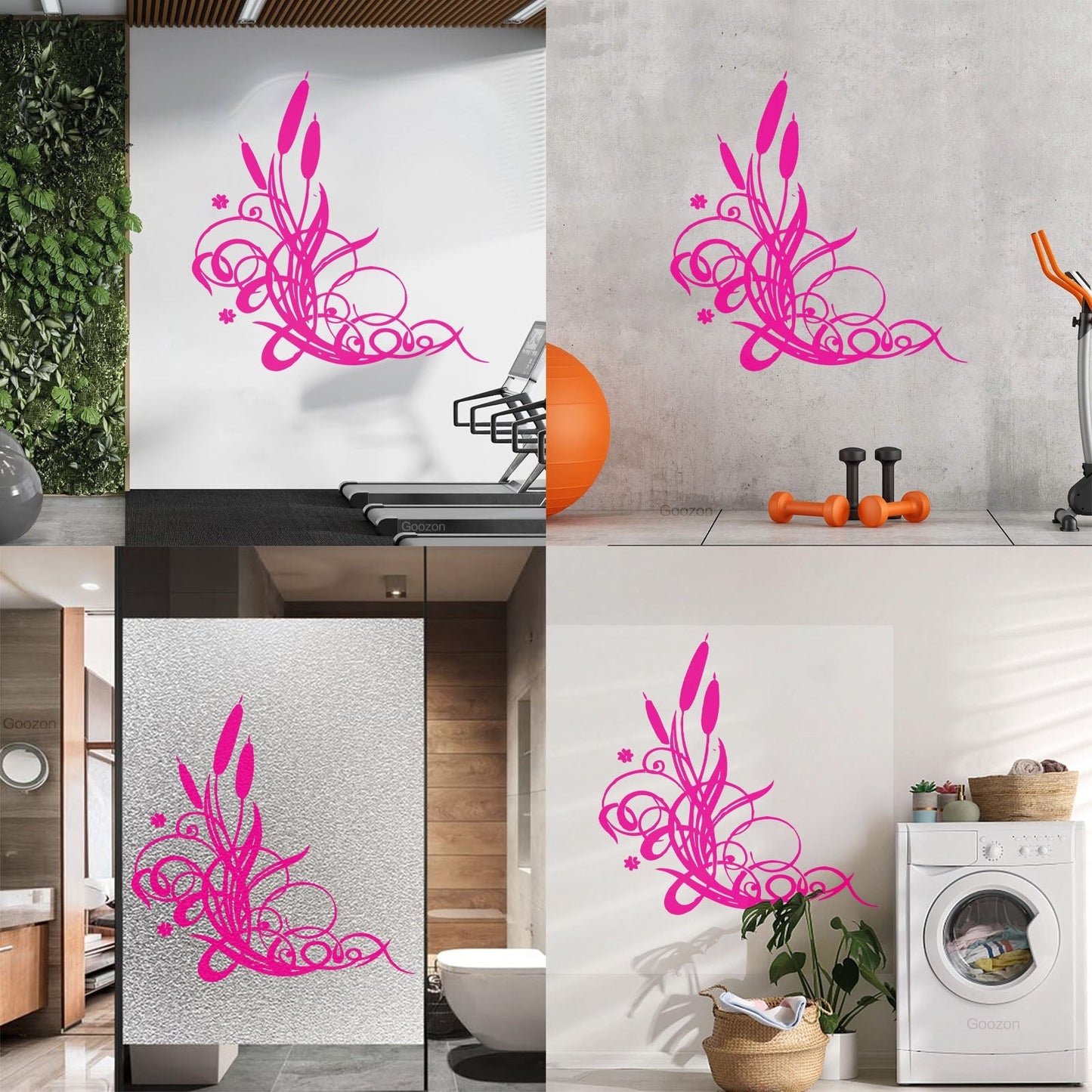 Wall Vinyl Sticker Decor Marsh Bulrush Bush Cane Grass Flowers Personalized Customization