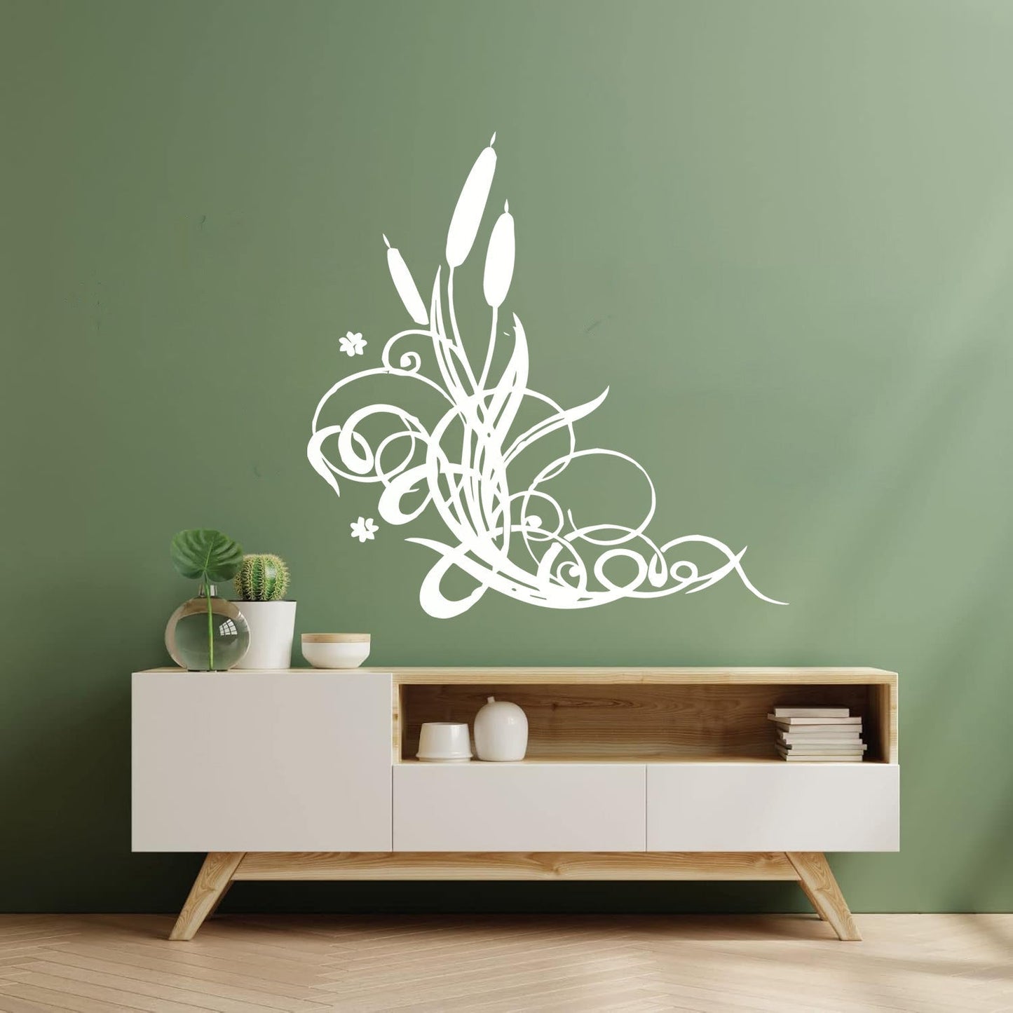 Wall Vinyl Sticker Decor Marsh Bulrush Bush Cane Grass Flowers Personalized Customization