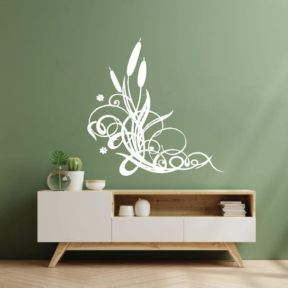 Wall Vinyl Sticker Decor Marsh Bulrush Bush Cane Grass Flowers Personalized Customization