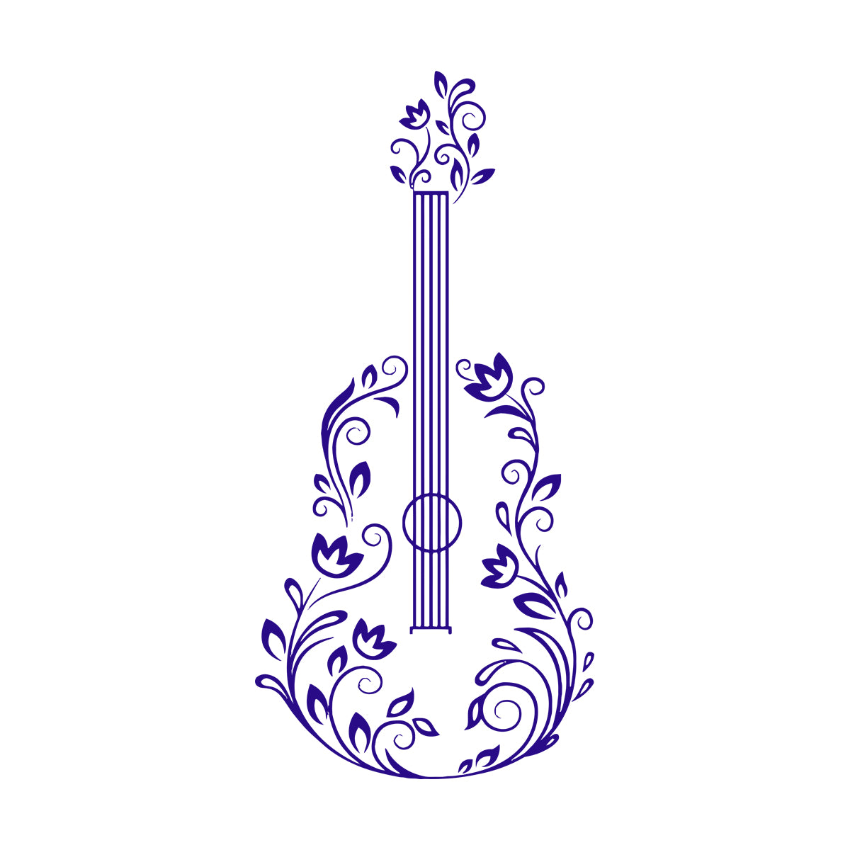 Fine Carving Stickers Music Guitar Made Off Flower Romantic Song Can Modify And Add Information