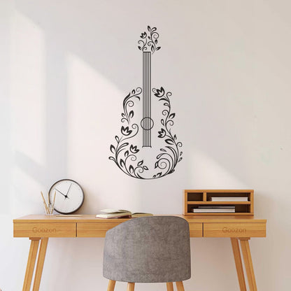 Fine Carving Stickers Music Guitar Made Off Flower Romantic Song Can Modify And Add Information