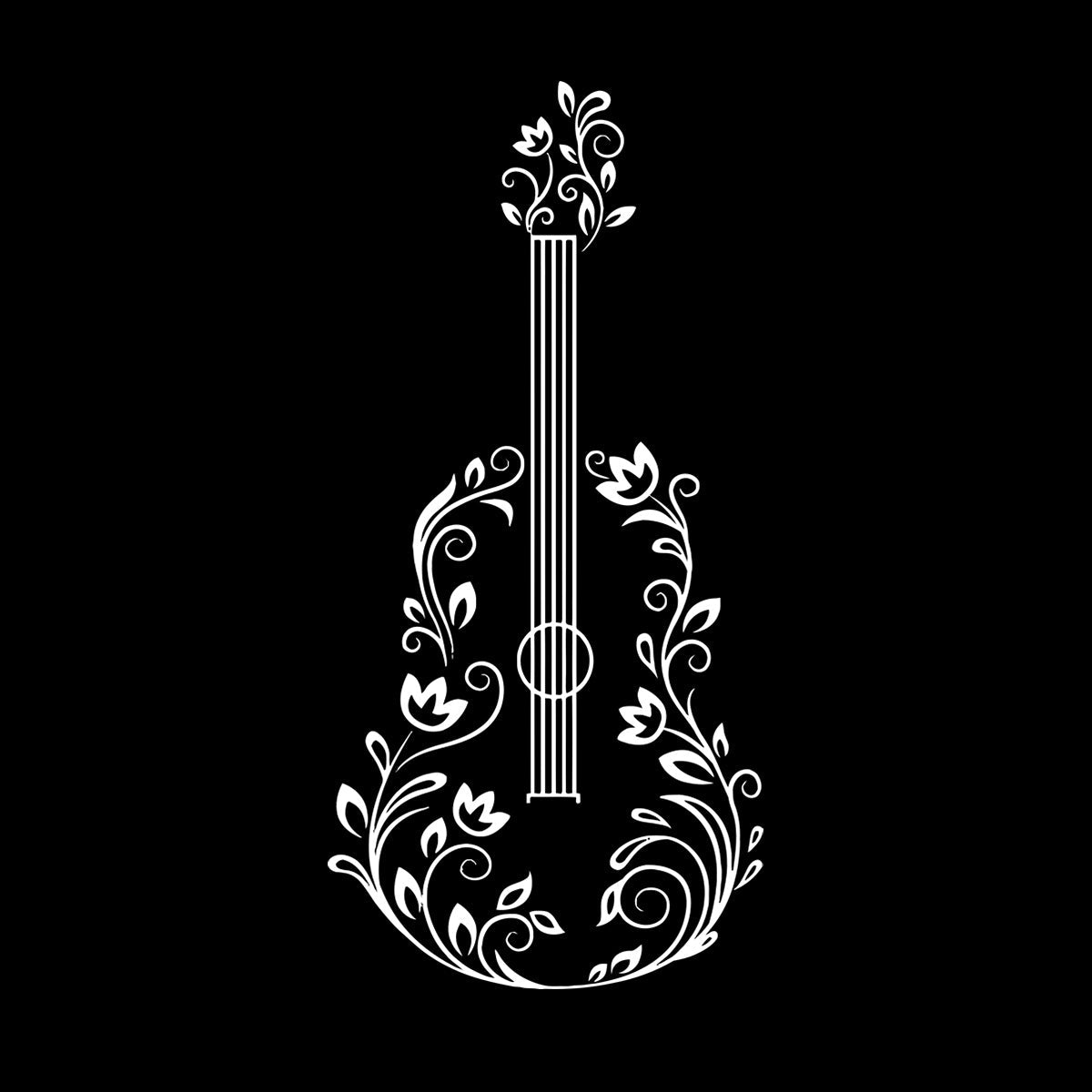 Fine Carving Stickers Music Guitar Made Off Flower Romantic Song Can Modify And Add Information