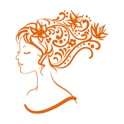 Wall Stickers Woman Abstract Hair Salon Stylist Flower Art Decoration