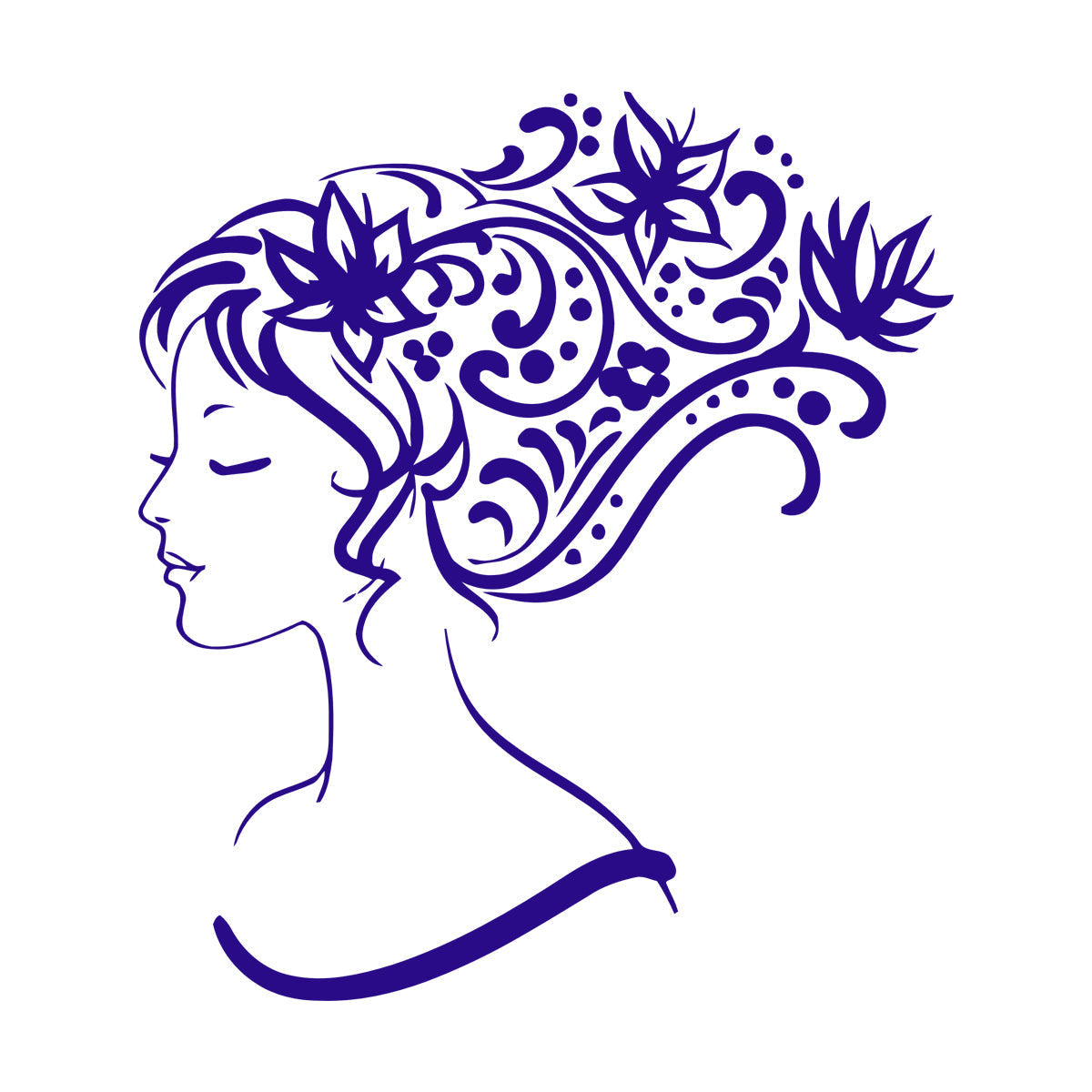 Wall Stickers Woman Abstract Hair Salon Stylist Flower Art Decoration