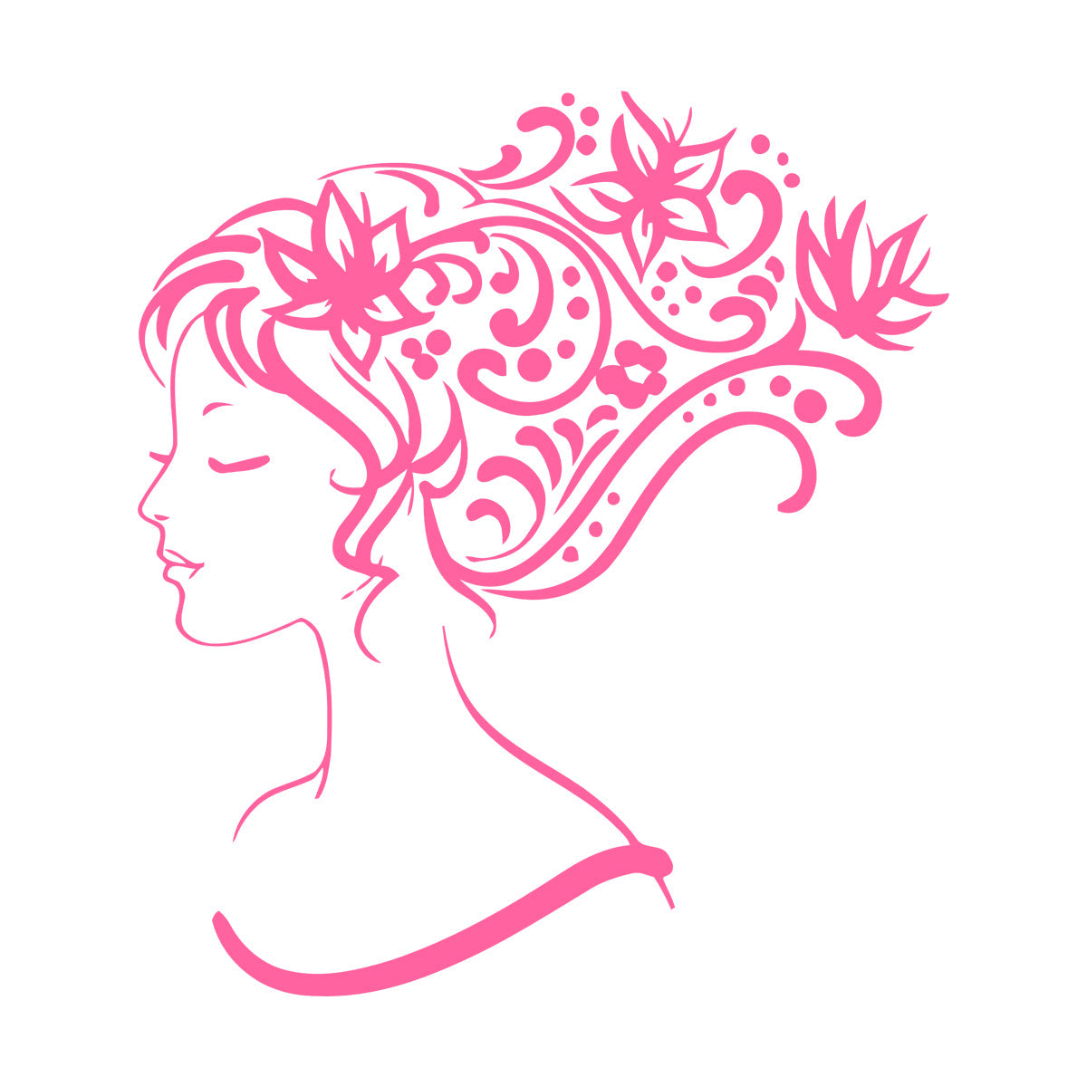 Wall Stickers Woman Abstract Hair Salon Stylist Flower Art Decoration