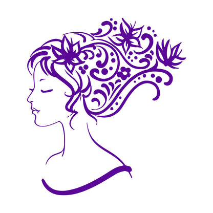 Wall Stickers Woman Abstract Hair Salon Stylist Flower Art Decoration