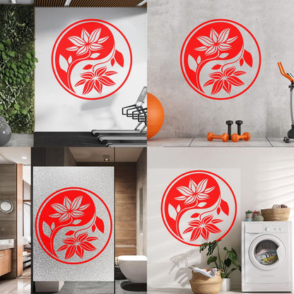 Fine Carving Decals Yin Yang Buddha Yoga Meditation Flower Wall Beautification