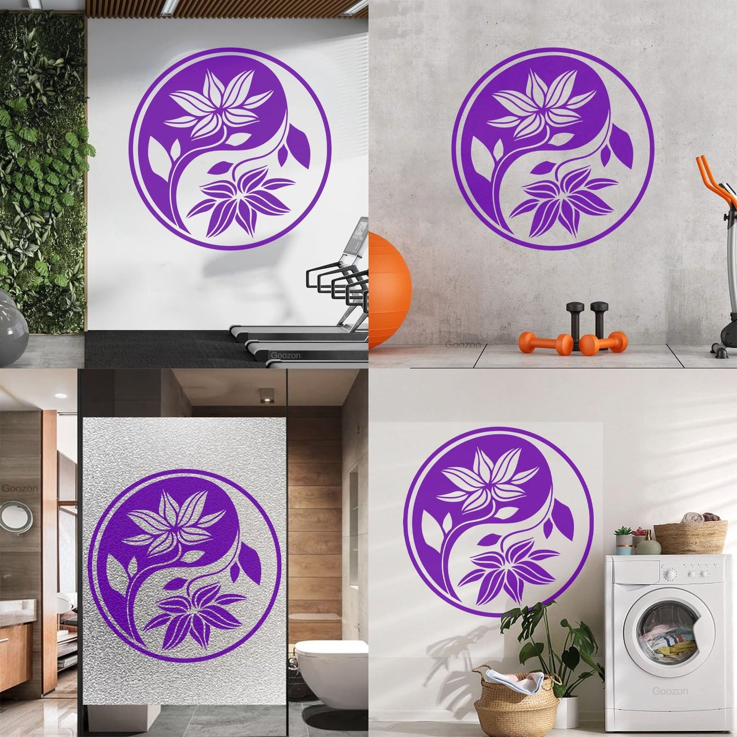Fine Carving Decals Yin Yang Buddha Yoga Meditation Flower Wall Beautification