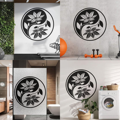 Fine Carving Decals Yin Yang Buddha Yoga Meditation Flower Wall Beautification