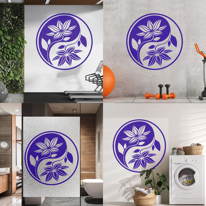 Fine Carving Decals Yin Yang Buddha Yoga Meditation Flower Wall Beautification