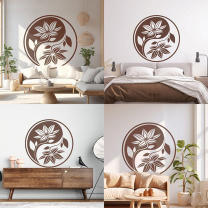 Fine Carving Decals Yin Yang Buddha Yoga Meditation Flower Wall Beautification