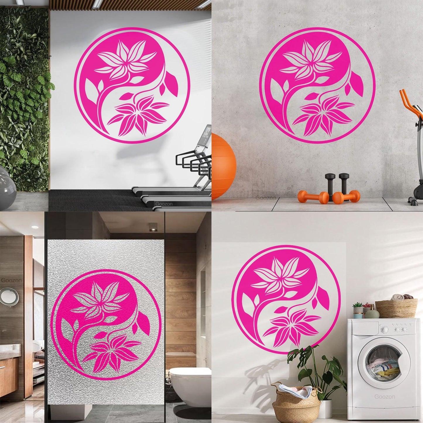 Fine Carving Decals Yin Yang Buddha Yoga Meditation Flower Wall Beautification