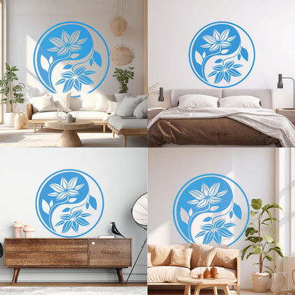 Fine Carving Decals Yin Yang Buddha Yoga Meditation Flower Wall Beautification