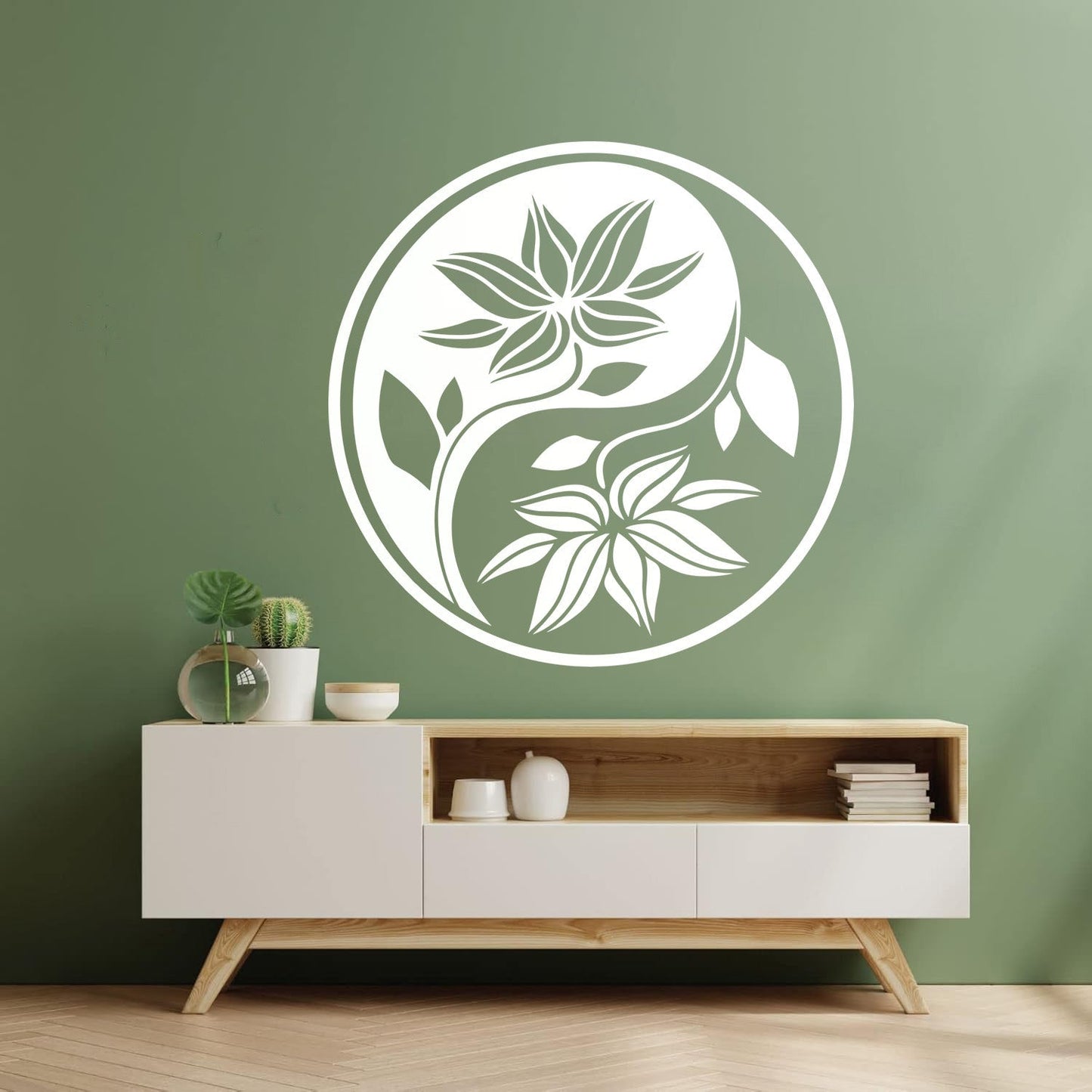 Fine Carving Decals Yin Yang Buddha Yoga Meditation Flower Wall Beautification