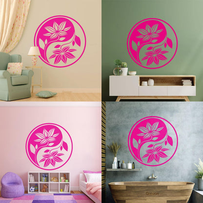 Fine Carving Decals Yin Yang Buddha Yoga Meditation Flower Wall Beautification