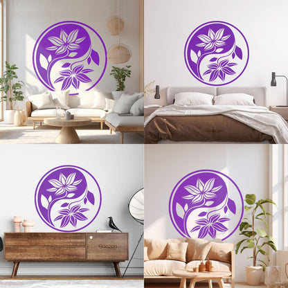 Fine Carving Decals Yin Yang Buddha Yoga Meditation Flower Wall Beautification
