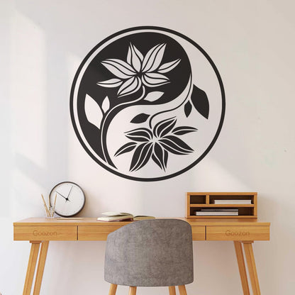 Fine Carving Decals Yin Yang Buddha Yoga Meditation Flower Wall Beautification