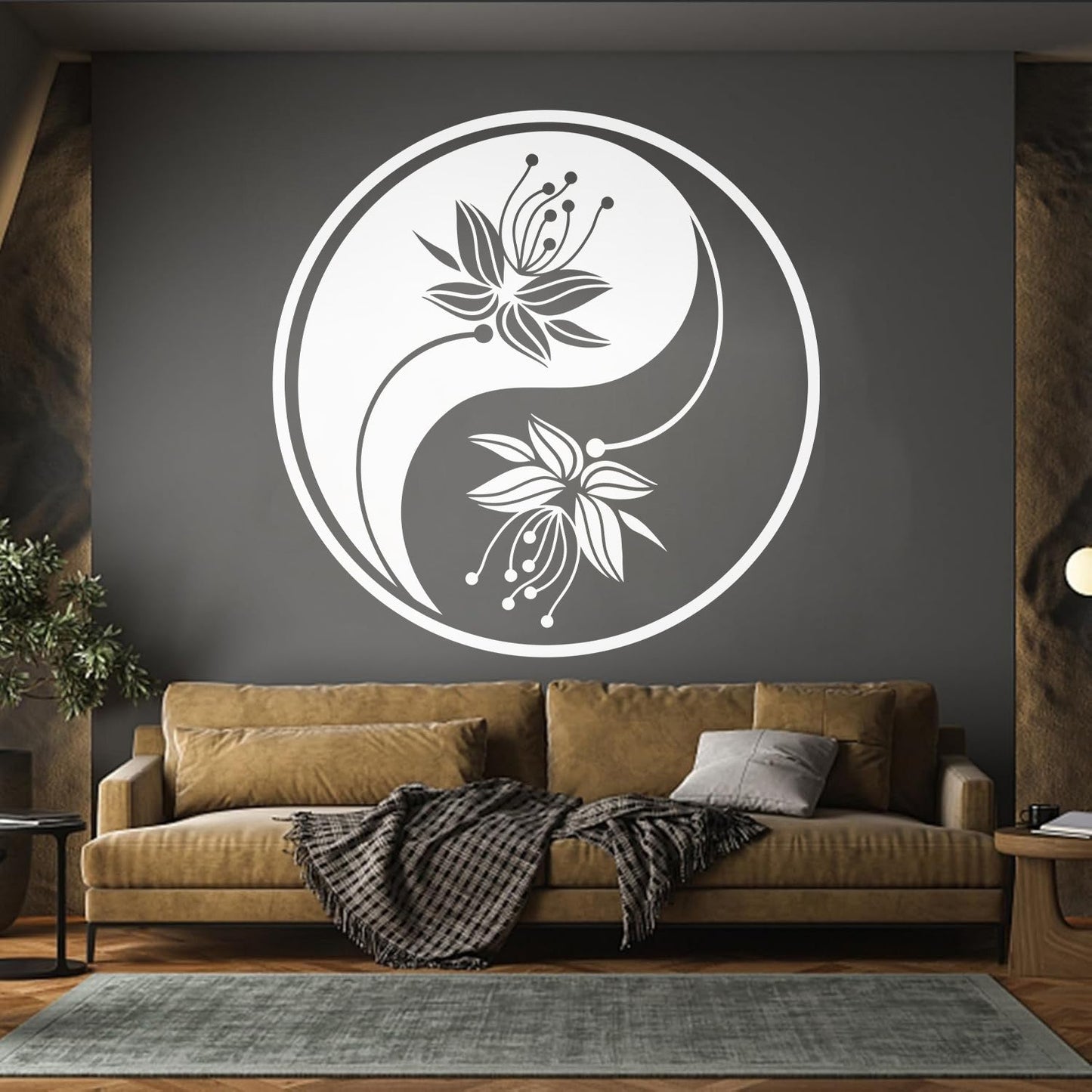 Yin Yang Flower Buddha Meditation Vinyl Art Sticker Car Body Decoration
