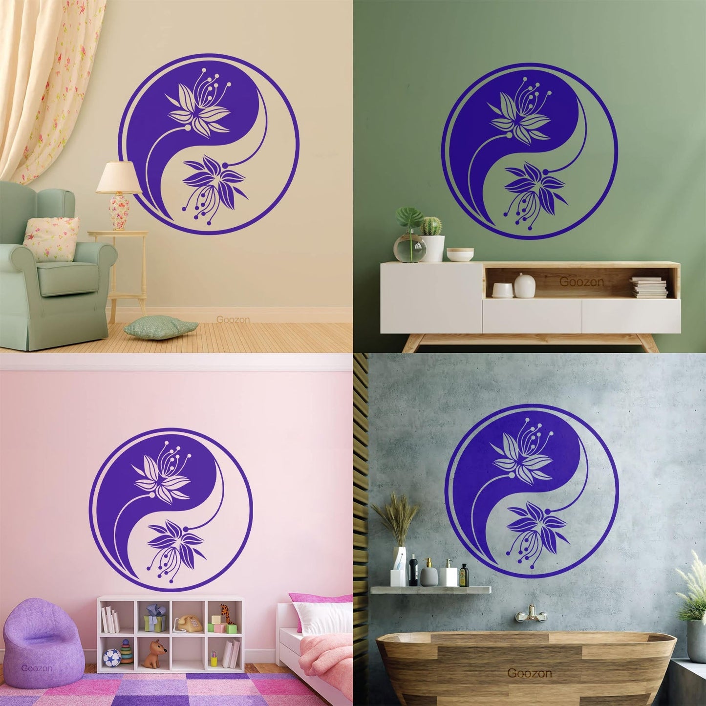 Yin Yang Flower Buddha Meditation Vinyl Art Sticker Car Body Decoration