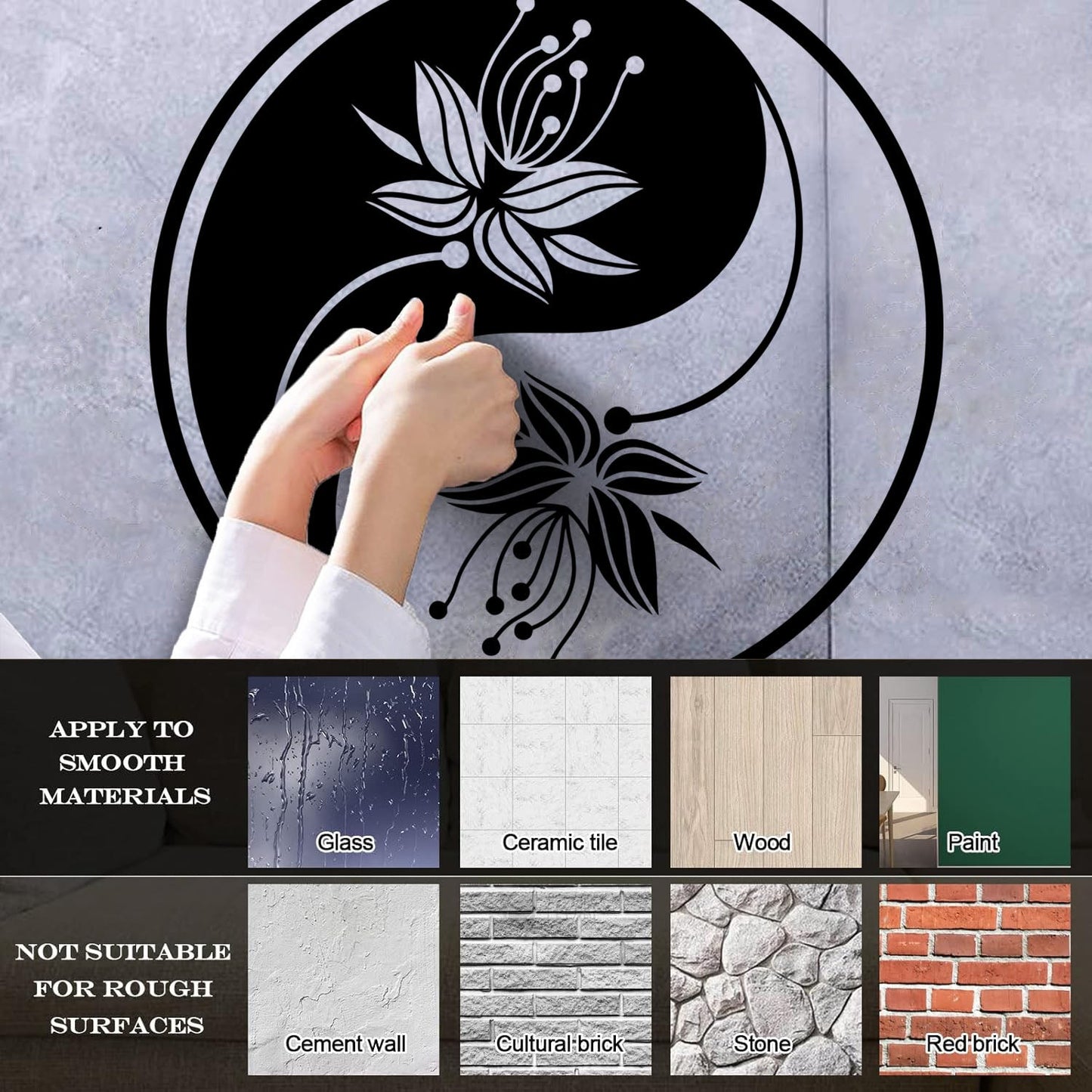 Yin Yang Flower Buddha Meditation Vinyl Art Sticker Car Body Decoration