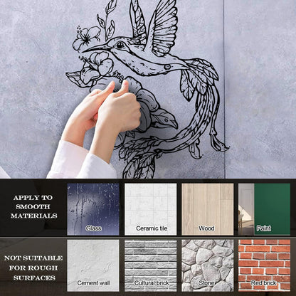 Lettering Decals Beautiful Little Bird Colibri Miraculous Flowers Glass Stickers