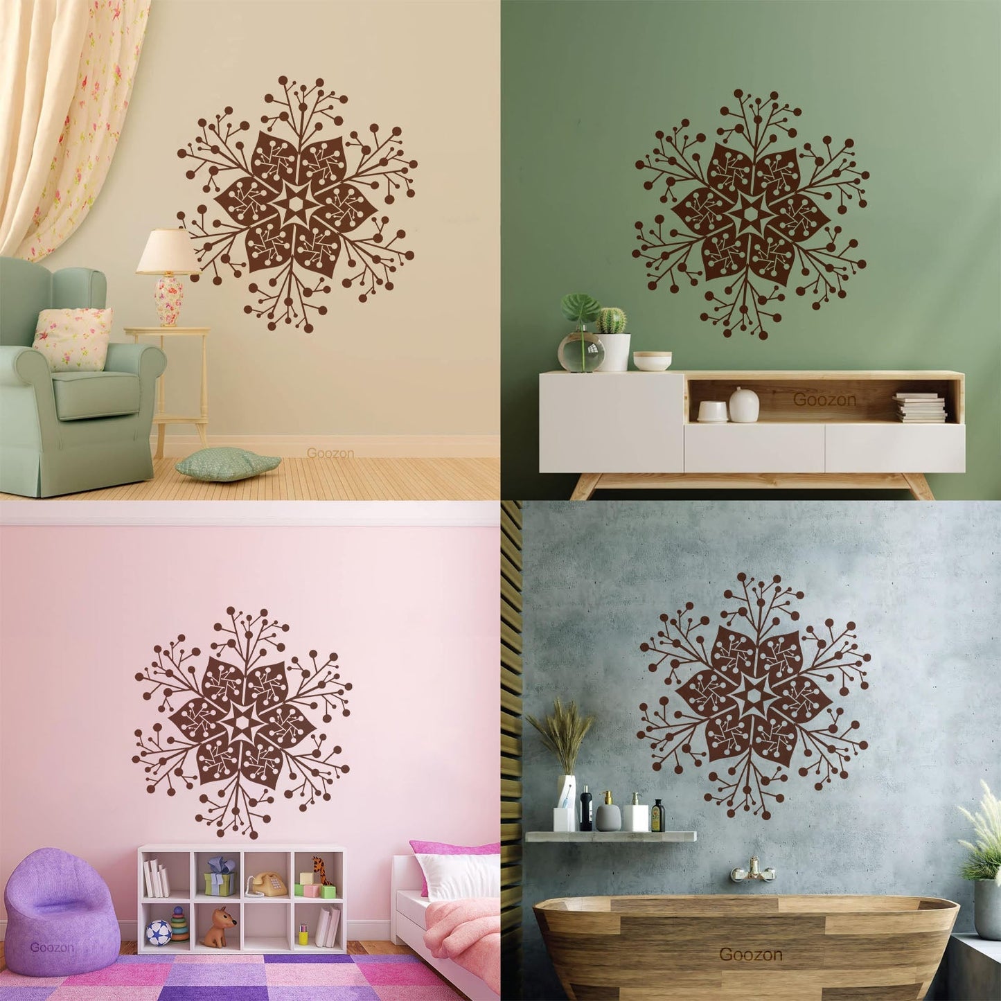 Wall Decals Pvc Circle Flower Ornament Natural Mandala Store Decoration
