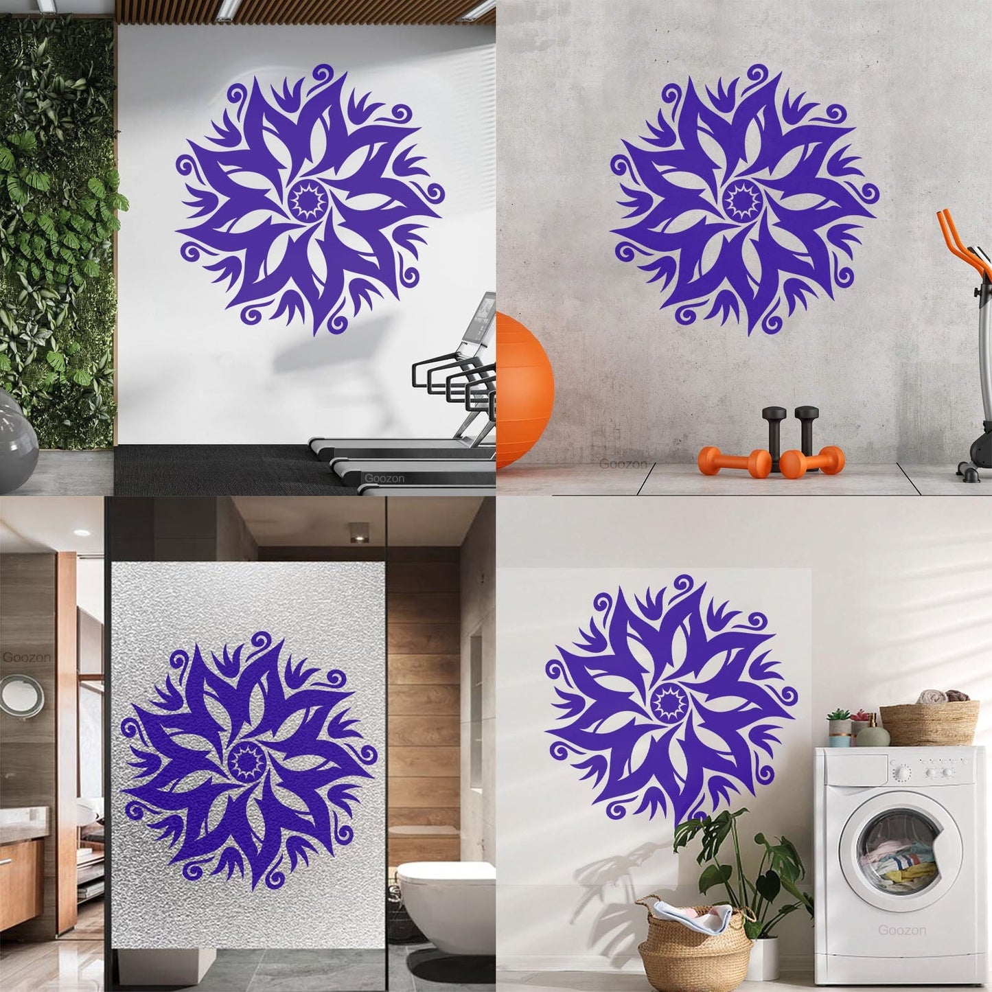 Wall Decals Paster Paper Circle Flower Ornament Natural Mandala Yoga Studio Removable Without Leaving Glue