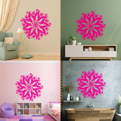 Wall Decals Paster Paper Circle Flower Ornament Natural Mandala Yoga Studio Removable Without Leaving Glue