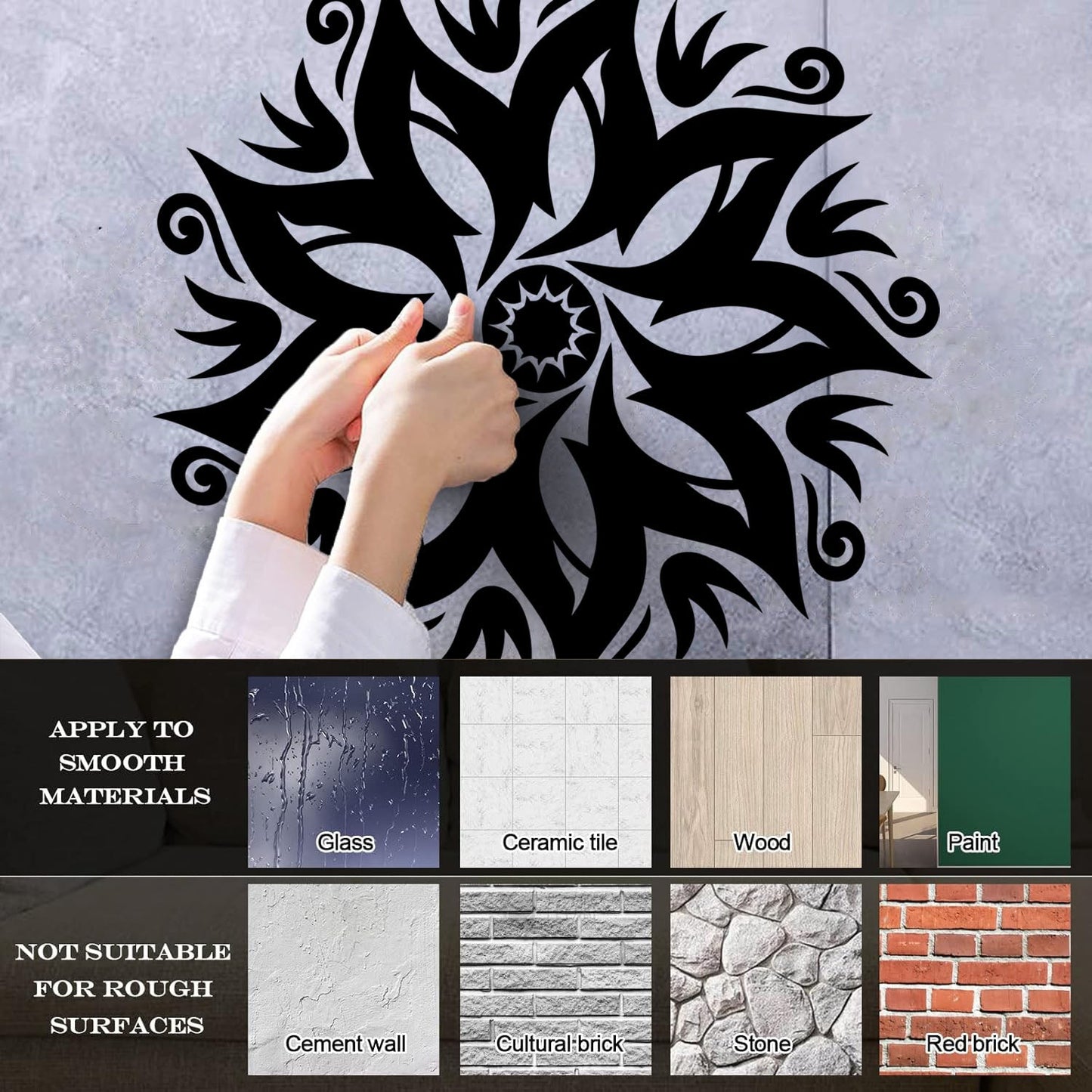 Wall Decals Paster Paper Circle Flower Ornament Natural Mandala Yoga Studio Removable Without Leaving Glue