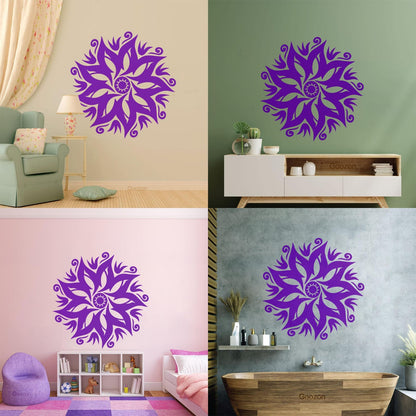 Wall Decals Paster Paper Circle Flower Ornament Natural Mandala Yoga Studio Removable Without Leaving Glue