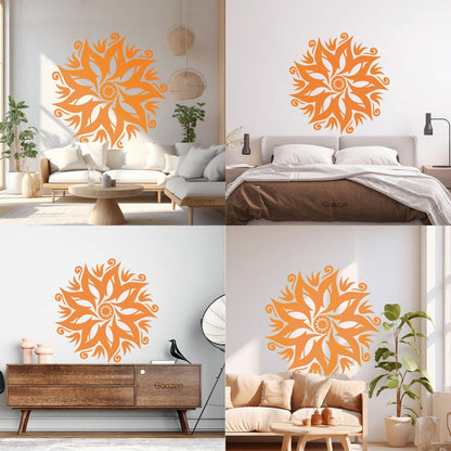 Wall Decals Paster Paper Circle Flower Ornament Natural Mandala Yoga Studio Removable Without Leaving Glue